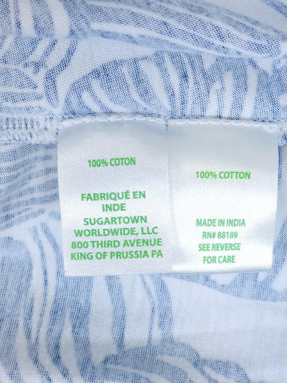 Lilly Pulitzer Cath Dress XXL Blue White Leaf Print Tie Sleeves Tropical Resort - Picture 11 of 12
